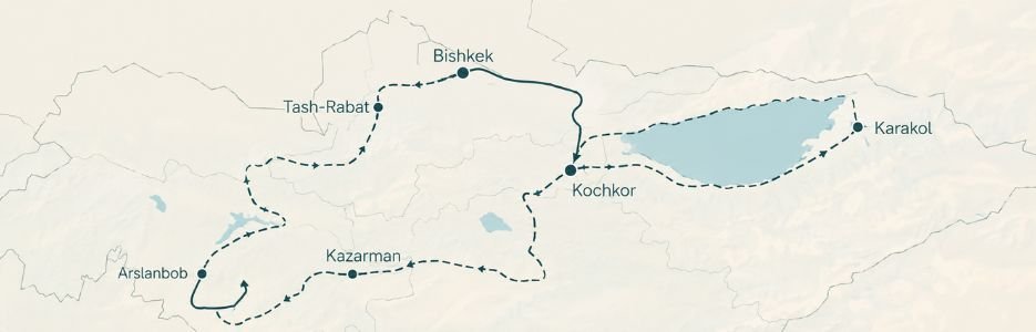 Original route map for Kyrgyzstan Fly & Drive